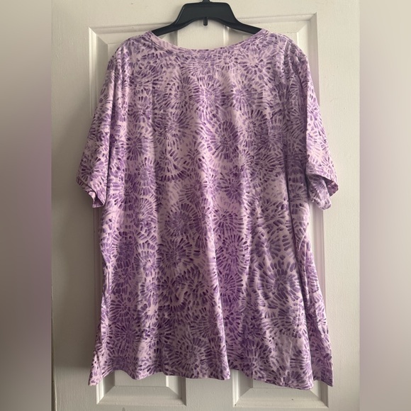 Lane Bryant Lavender Patterned Short Sleeve Top - Picture 2 of 4